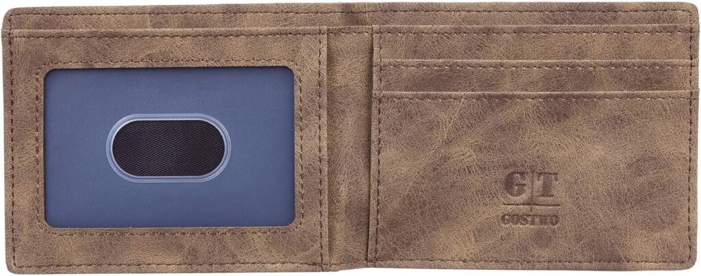 Gostwo Mens Slim Minimalist Front Pocket Wallet Genuine Leather ID Window Card Case RFID Blocking