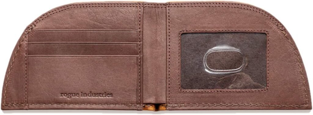 Mens Front Pocket Wallet by Rogue - USA Made Genuine Leather with Full Bill Section, 6 Card Capacity, ID Window