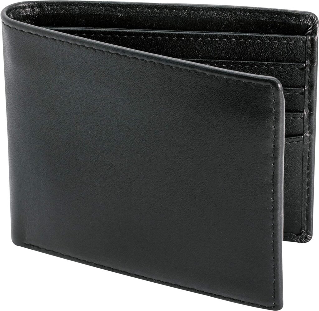 STAY FINE Top Grain Leather Wallet for Men | RFID Blocking | Extra Capacity Bifold Wallet with 2 ID Windows | Ultra Strong Stitching | Slim Billfold with 8 Card Slots | Gift for Him