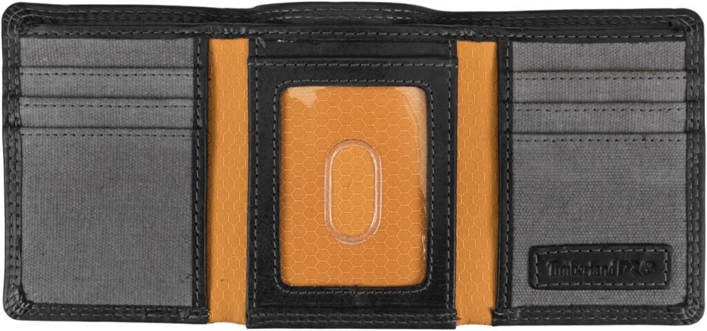 Timberland PRO Mens Leather RFID Trifold Wallet with Id Window