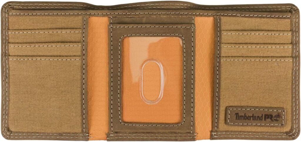 Timberland PRO Mens Leather RFID Trifold Wallet with Id Window