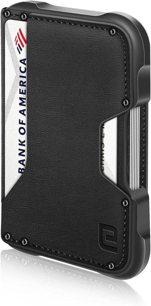 ENIGMA Dapper Genuine Leather Bifold Front Pocket Slim Wallet for Men, Aluminum Metal Travel Tactical RFID Blocking Card Holder Money Clip, Ideal Mens Gift (Crazy Horse)