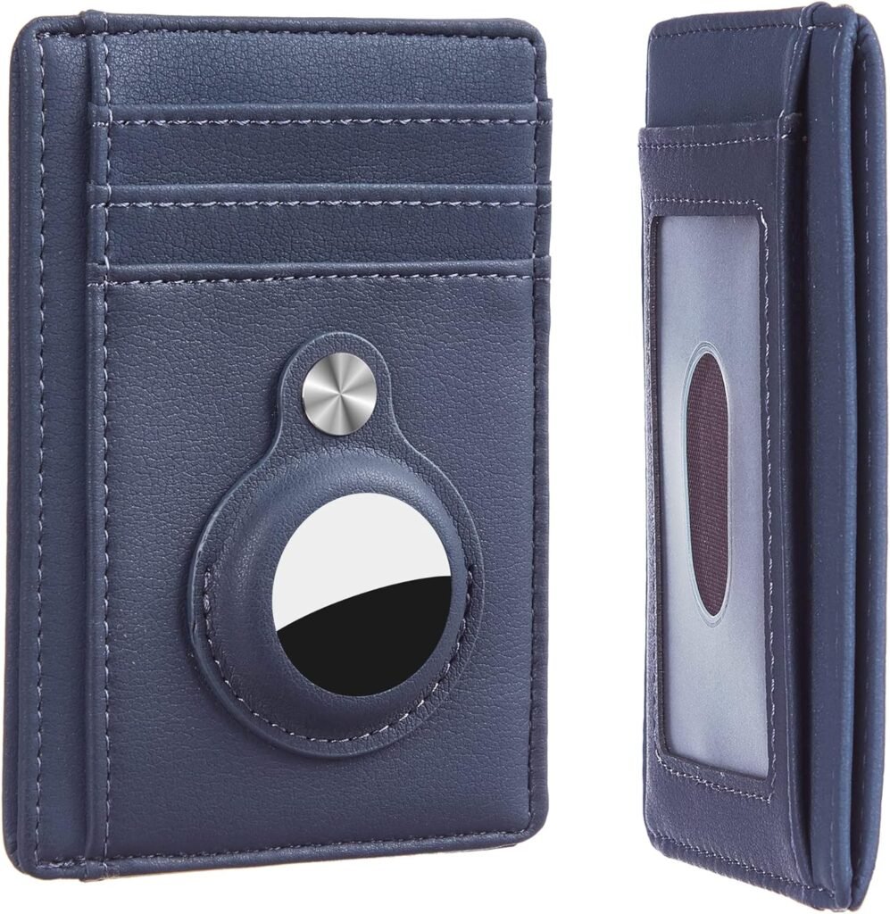 Hawanik Slim Minimalist Front Pocket Wallet with Built-in Case Holder for AirTag