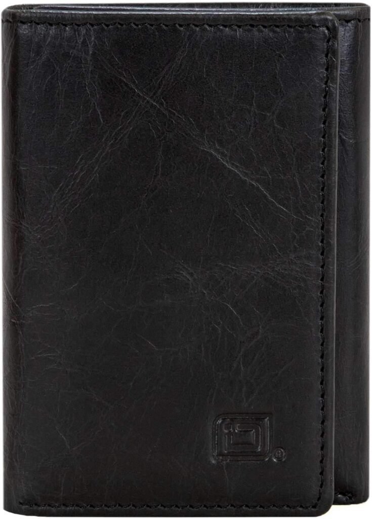 ID Stronghold Slim RFID Blocking Trifold Wallet for Men - Genuine Leather (Antiqued Brown)